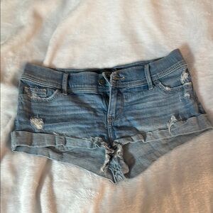Hollister Blue Jean Shorts Distressed Mid-Thigh